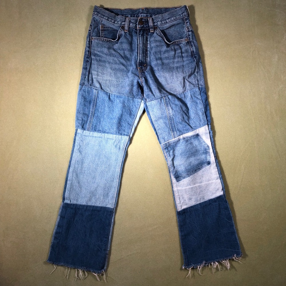 Levi's 517 Revival Patchwork Jeans Womens Orange Tab Bootcut Denim